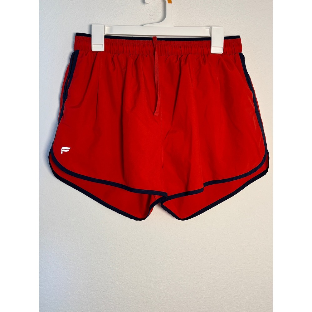 Fabletics Mens Red Navy‎ Blue Trim Running Athletic Shorts Size M SO2458624
